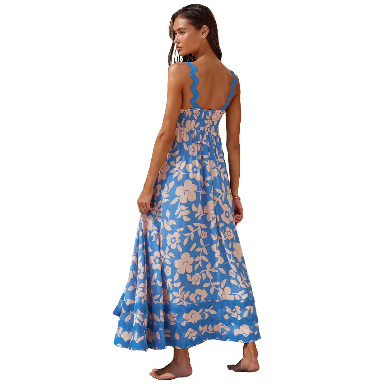 Frau Normales Kleid Elegant Klassischer Stil Gurt Drucken Reißverschluss Ärmellos Blume Maxi Langes Kleid Ferien Reisen display picture 26