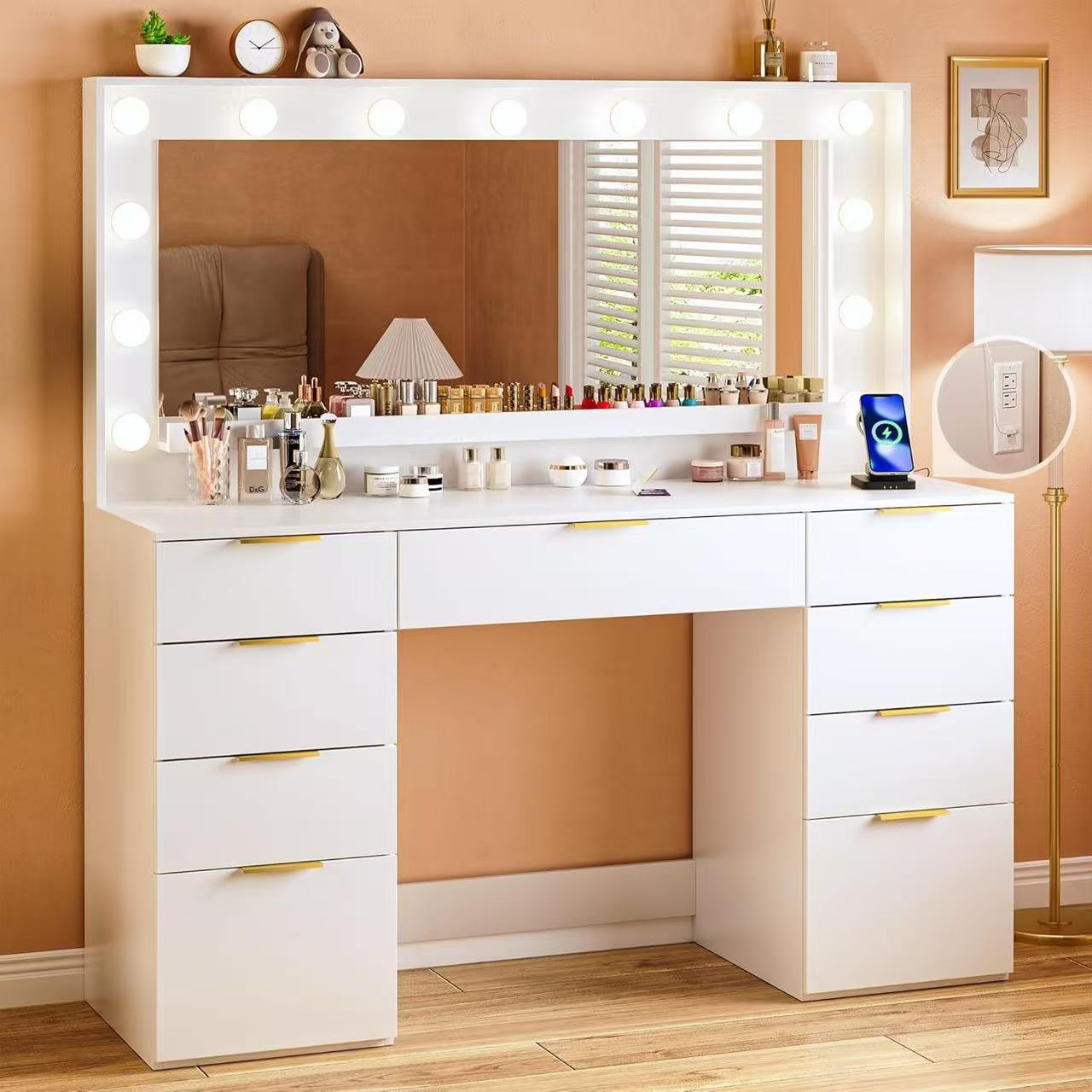 Amazon Wooden Dressing Table Living Room Bedroom Small Home Bedroom Storage Cabinet Integrated Multi-Purpose Dressing Table