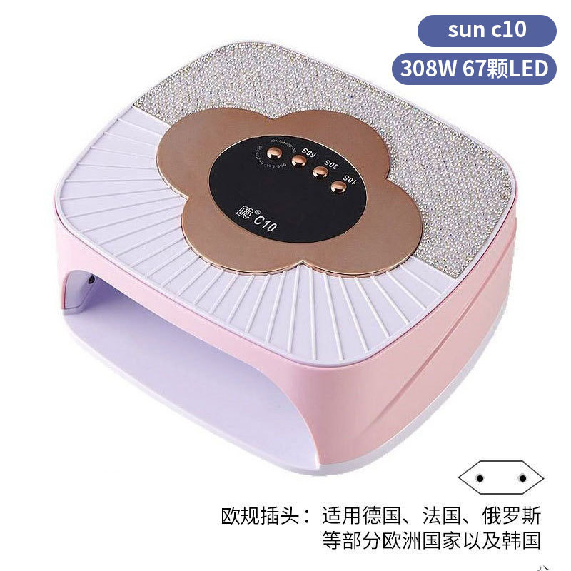 Lámpara de manicura inteligente de alta gama de luz de terapia de diamante 256W de alta potencia de pegamento de vinilo lámpara de horneado de dos manos secador de uñas transfronterizas