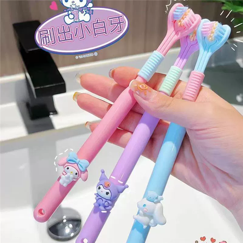 Детская трехсторонняя зубная щетка с мягкими волосками 2-14 лет детское детское чистка зубов с тремя головами 3d царапает язык без мертвого угла десны щетка