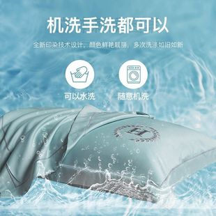 Washed Ice Silk Pillowcases, a Pair of Pure Color Embroidered Pillowcases 48X74Cm Single Dormitory Summer Pillowcases