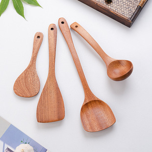 Ebony Long-Handled Cooking Spatula Household Kitchen Utensils Non-Stick Pot Wooden Pot Spatula Wooden Spoon Kitchen Complete Set