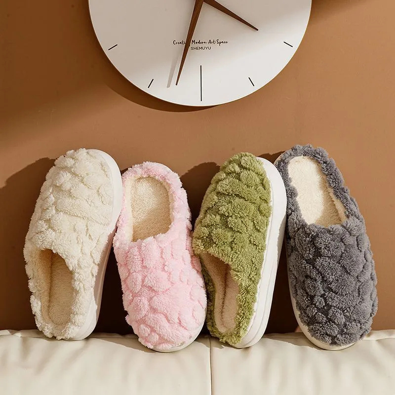 Cotton Slippers Women's New Indoor Warm Dung-feeling Plush Home and Home Winter Anti-slip Comfortable Cotton Slippers for Men