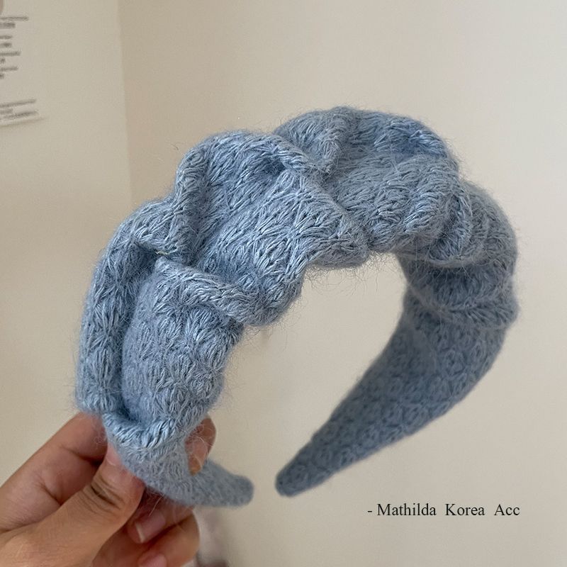 Nuevo estilo coreano a principios de otoño suave estilo retro lana banda de cabeza red temperamento rojo bordes anchos pinzas de cabello de tejido plegado banda de cabello de mujer