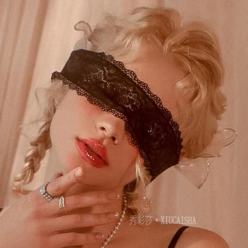 Lingerie Accessory Lace Eye Mask with Strap Sexy Eyelashes Blindfold with Hollow Face Veil Mask for Women