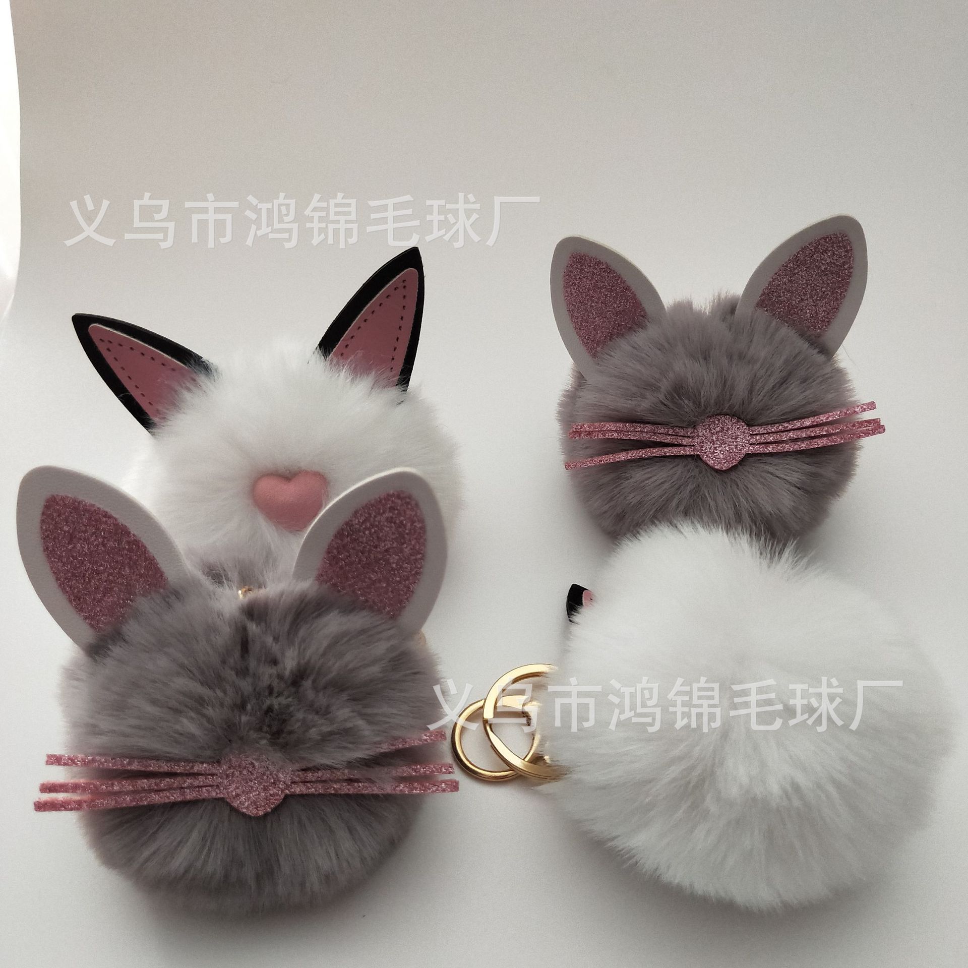 厂家直销  毛线球 假毛球 带钥匙扣毛球 懒 兔毛 diy手工欢迎选购