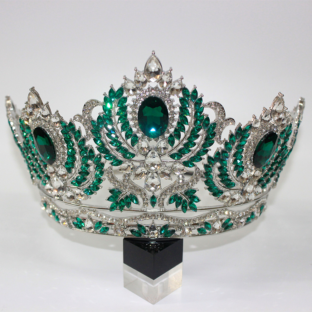 Europeo y americano de gran tamaño nupcial corona accesorios para el cabello corona barroca reina pasarela corona de gama alta corona completa