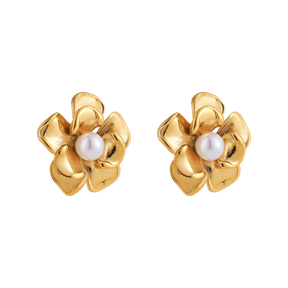13g Weight Titanium Steel Ear Needle Material Ear Studs Classification 1 Pair Quantity Daily Occasion Titanium Steel Material Flower Pattern All Seasons Season Women's Gender Polished Finish Mixed Metal, Plating Design Elegant Style 1 Pair Elegant Flower Mixed Metal Plating Titanium Steel Ear Studs 1