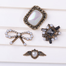 复古合金珍珠蝴蝶结手工DIY饰品手工自制合金团扇新娘配饰装饰