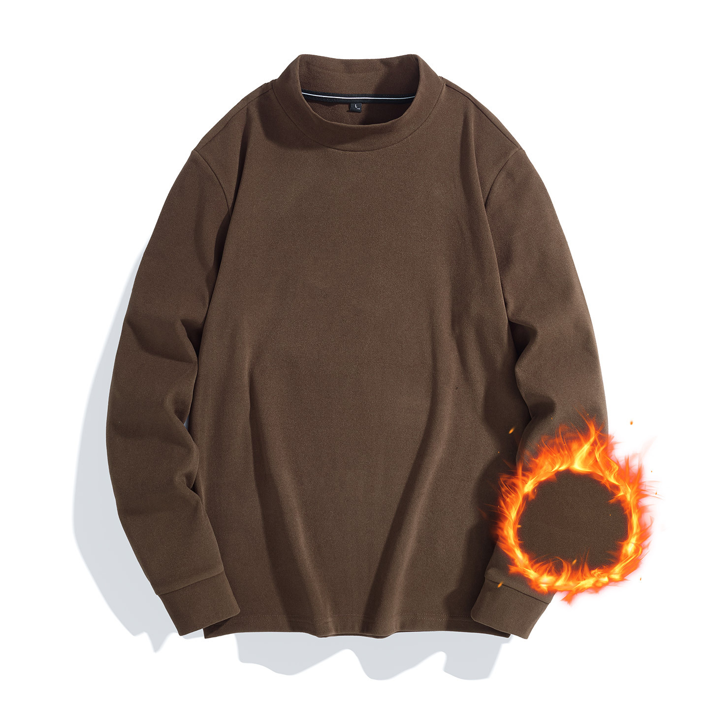 L-9Xl New Autumn Double-Sided Striped Thermal Men's Half Turtleneck Warm Sweats Winter Fleece Lined Thickened Base_voghion.com