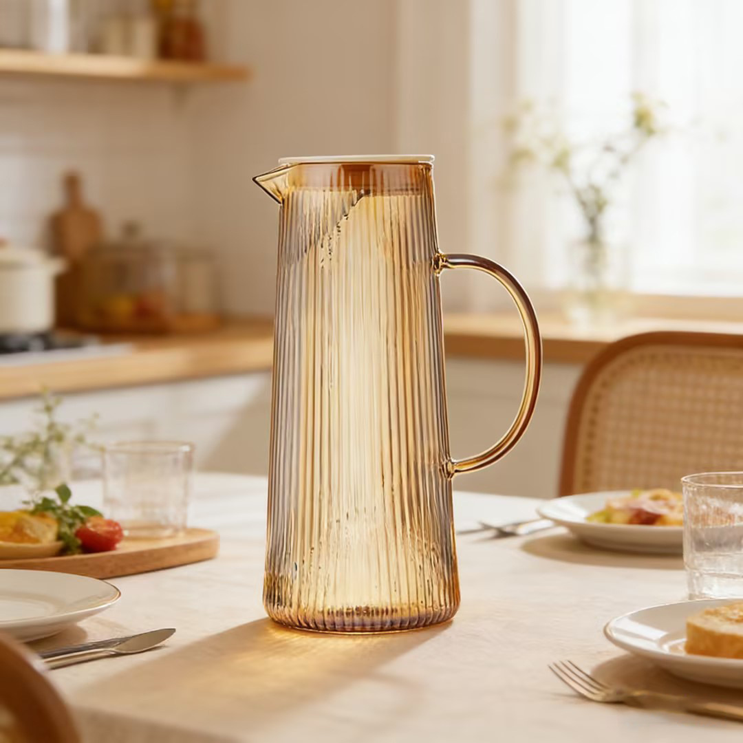 Fábrica al por mayor de alta borosilicona vidrio fría tetera de agua fría moderna simple doméstica de gran capacidad bebida fría tetera de agua fría