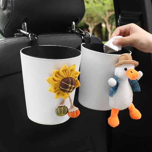 Vehicle-mounted trash can, garbage bag, hanging trash can, internet celebrity cartoon chair back, car umbrella storage bucket