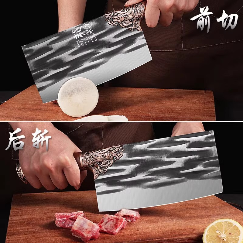 Cuchillos domésticos transfronterizos al por mayor cuchillos de cocina de acero inoxidable cuchillo de corte de carne cuchillo de hueso forjado conjunto de distribución