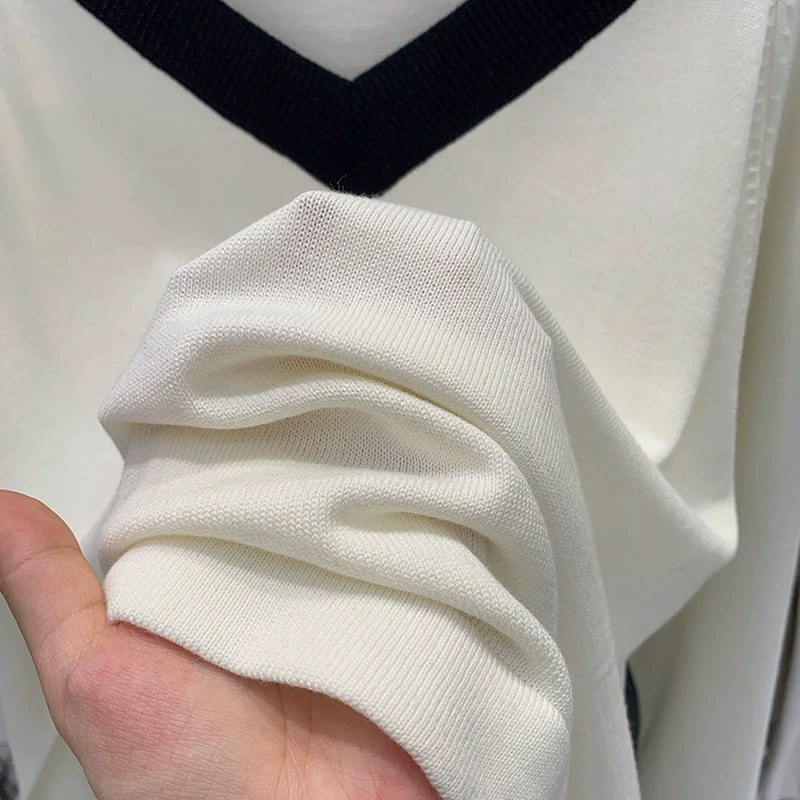 Ранняя весна 2025 г. Реальный снимок свободной шерстяной рубашки с V-образным вырезом