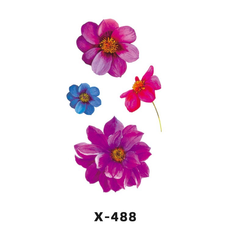 Arco de flor pequeña pegatinas de tatuaje fresco 3D dibujos animados transfronterizo Henna rosa impermeable texto en inglés pegatinas de tatuaje