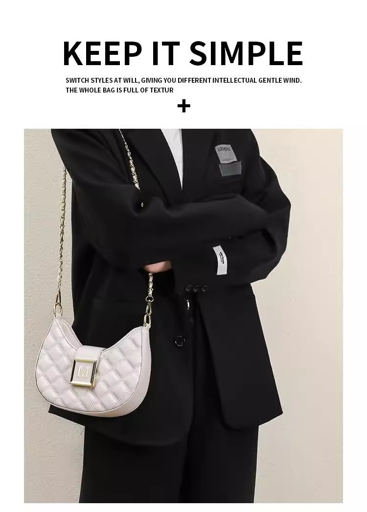 Advanced feeling for women 2023 new fashion Lingge single shoulder underarm bag versatile niche texture chain_voghion.com