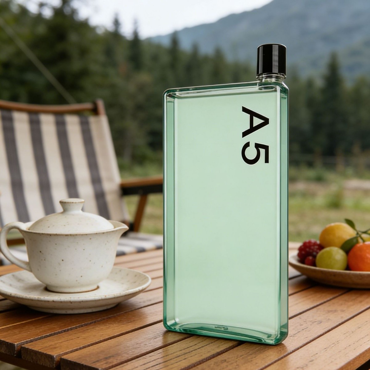 A5 사각 플랫 투명 플라스틱 물병 401-500ml 휴대용 낚시 코치 교육용 물컵