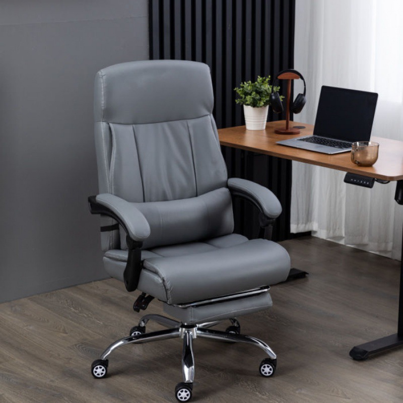 真皮老板椅商务大班椅办公室可躺按摩办公椅舒适久坐家用电脑椅子