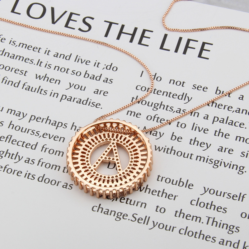 rose gold 26 English alphabet necklace