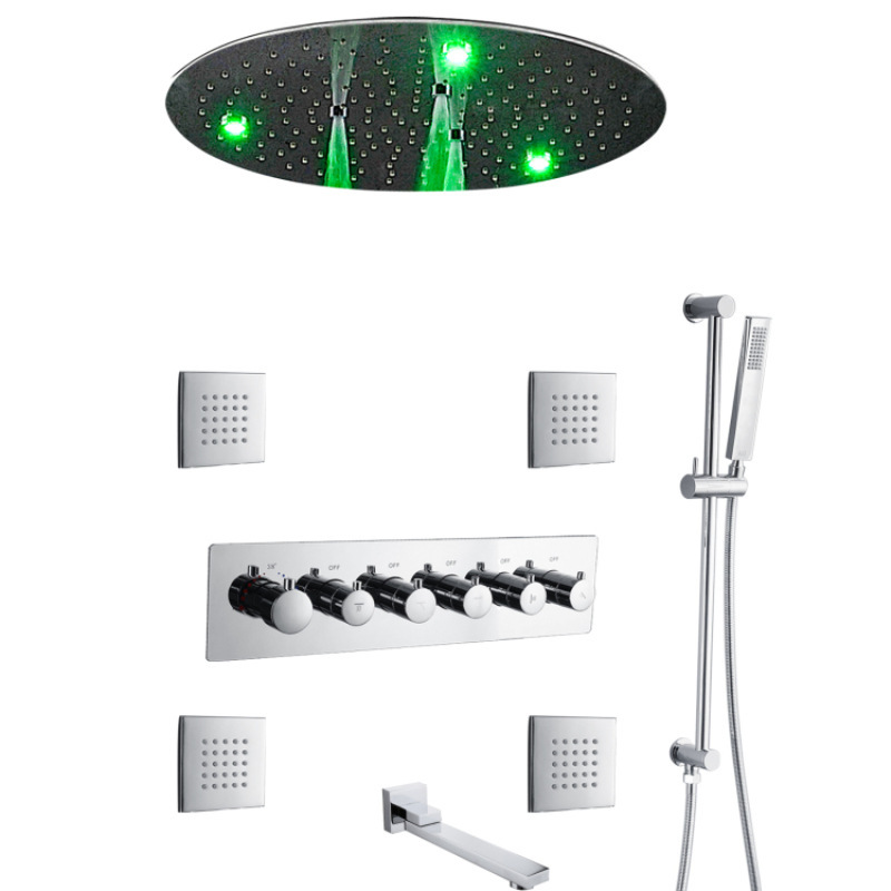 Bathroom concealed stainless steel shower suit LED constant temperature multifunctional shower shower spa massage faucet