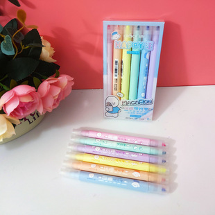 Disappearing Highlighter Erasable Double-Head 6-Color Marker to Take Notes and Draw Key Points Students Paint with Marker Set