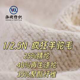 泓利纺织现货花式纱2.5支疯狂羊驼毛25腈纶40再生涤纶35聚酯纤维