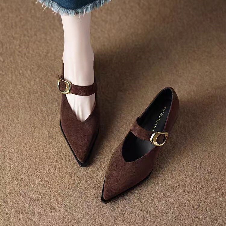 French Retro Super Beautiful Mary Jane High Heels for Women 2025 Spring & Fall New Style with Skirt, Super Nice Pointed Toe Shoes