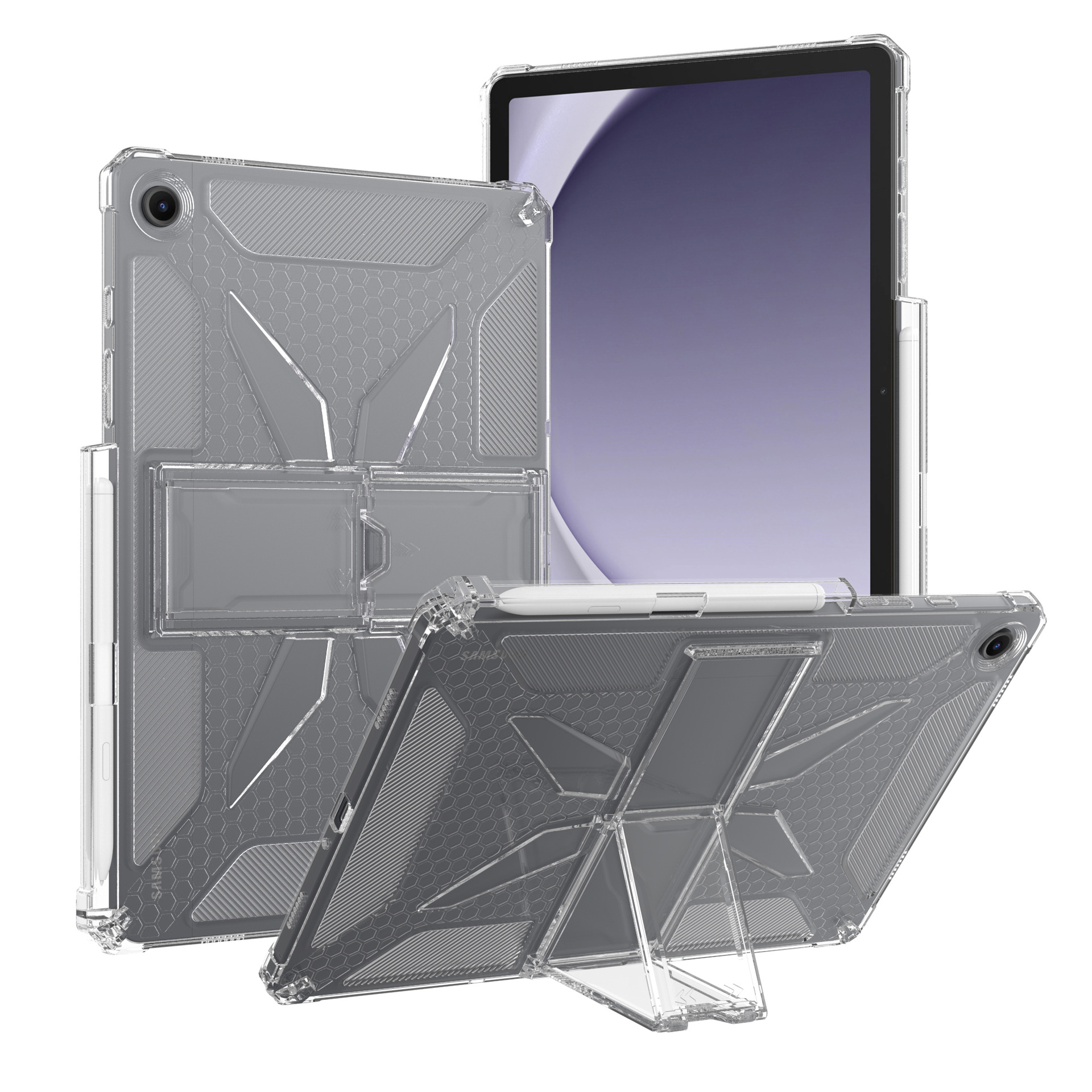 Suitable for Samsung Tablet A9 Protective Case A7/A8/A9Plus with Bracket Pen Slot Cooling Anti-Slip Anti-Fall Transparent Case