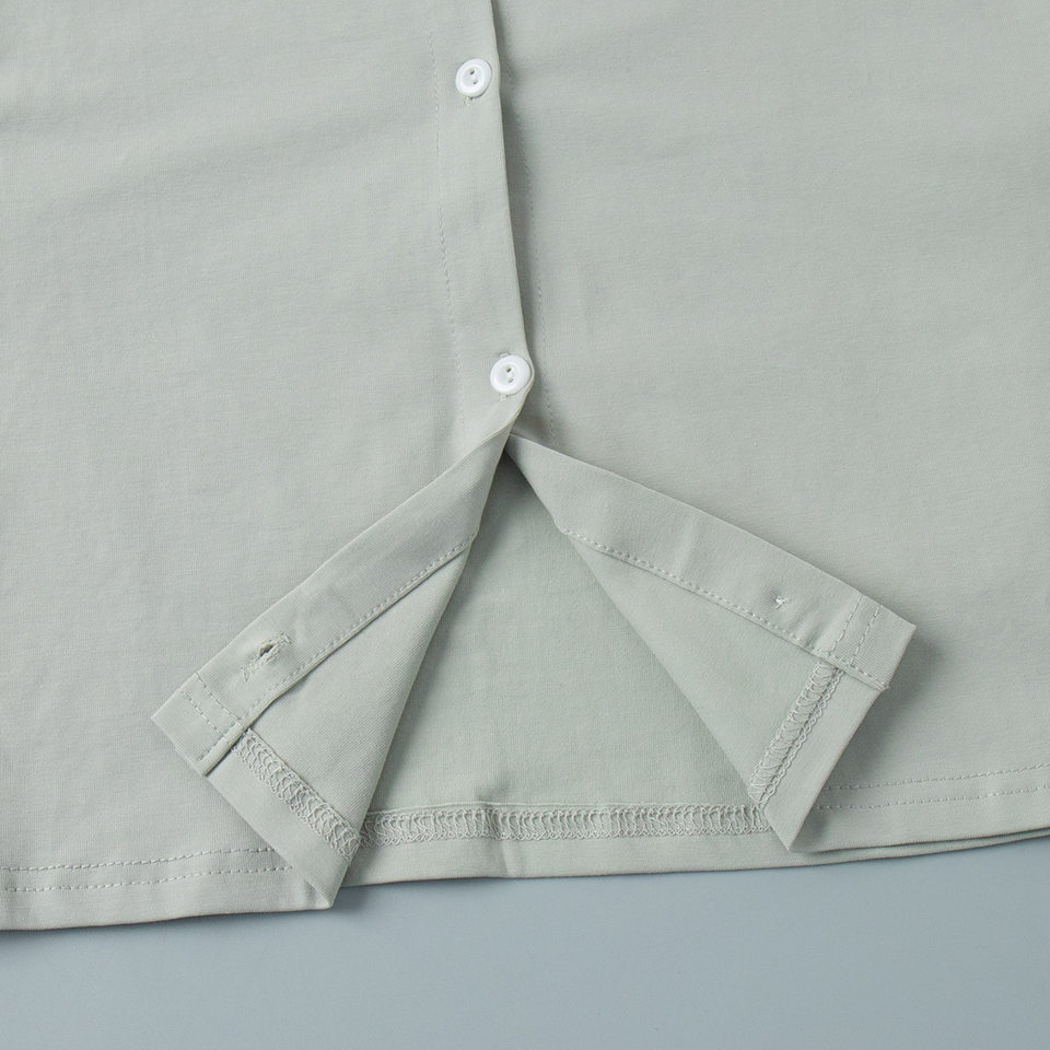 Bộ đồ ngủ dài tay dài quần giả hai mảnh phong cách Âu Mỹ, áo cardigan mặc nhà — Xanh lá cây chi tiết 12