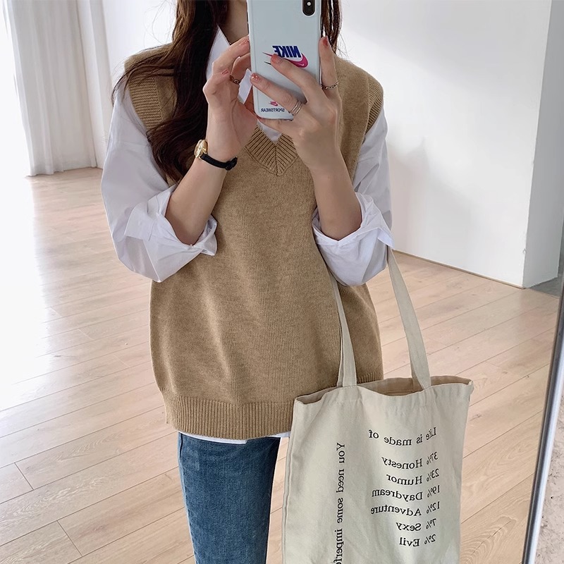 2024 primavera y otoño nuevo estilo suelta vintage suéter de punto Chaleco de las mujeres chaleco estilo coreano versátil abrigo image 10