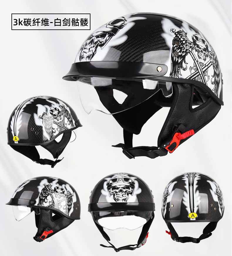 Carbon fiber half helmet motorcycle helmet retro 3C certified men's summer helmet for motorcycles, motorbikes, electric vehicles, women's all-season helmet