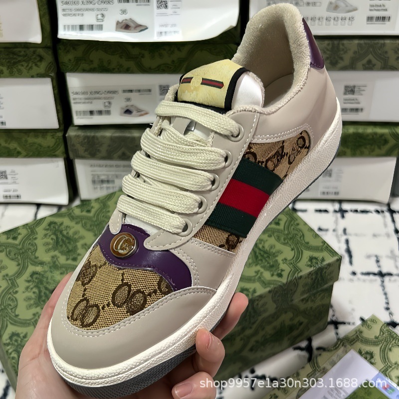 2025年脏脏鞋牛皮版复古男女款复古老花绿做旧脏脏鞋小白鞋女春秋|undefined