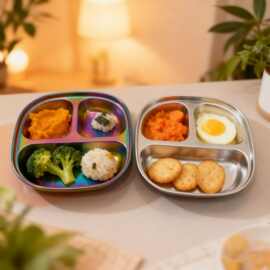 跨境304不锈钢分格分餐盘托盘宝宝辅食盘幼儿园学校饭餐盘水果盘