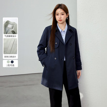 【设计感松紧腰慵懒气质风衣】纤莉秀大码女装胖mm2025春装新款