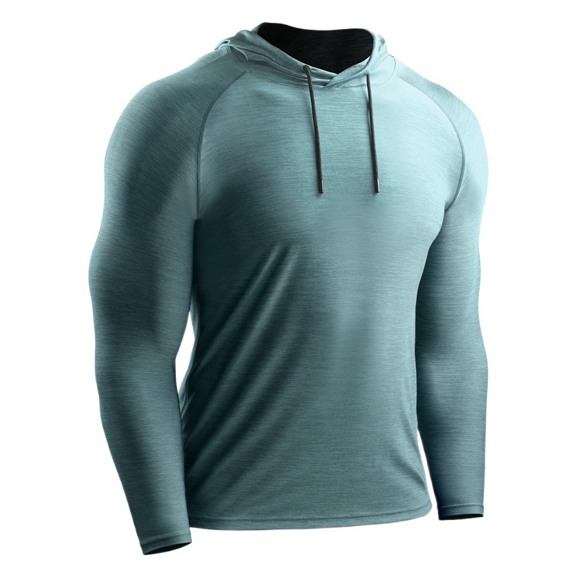 Deportes con capucha sueltos de manga larga Camiseta delgada de los hombres de secado rápido wicking entrenamiento de calentamiento correr tiro uniforme ropa de fitness