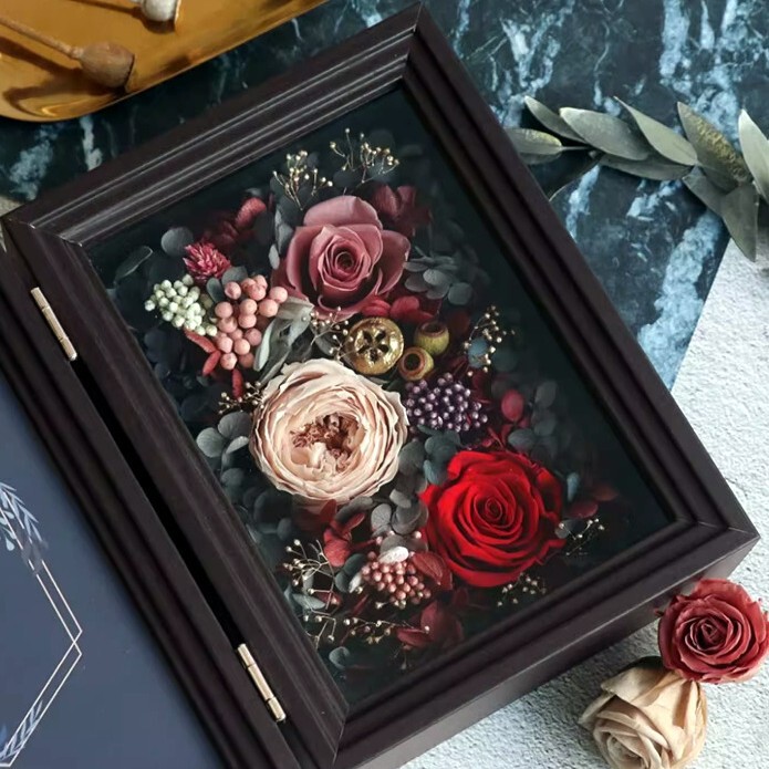 Wooden Hollow Creative DIY Handmade Shell Immortal Plant Dried Flower Specimen Stereo Photo Frame Foldableing Picture Frame Empty Frame