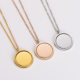 Polished 304 Stainless Steel Rotatable Round Brand Pendant Necklace spinner pendant necklace