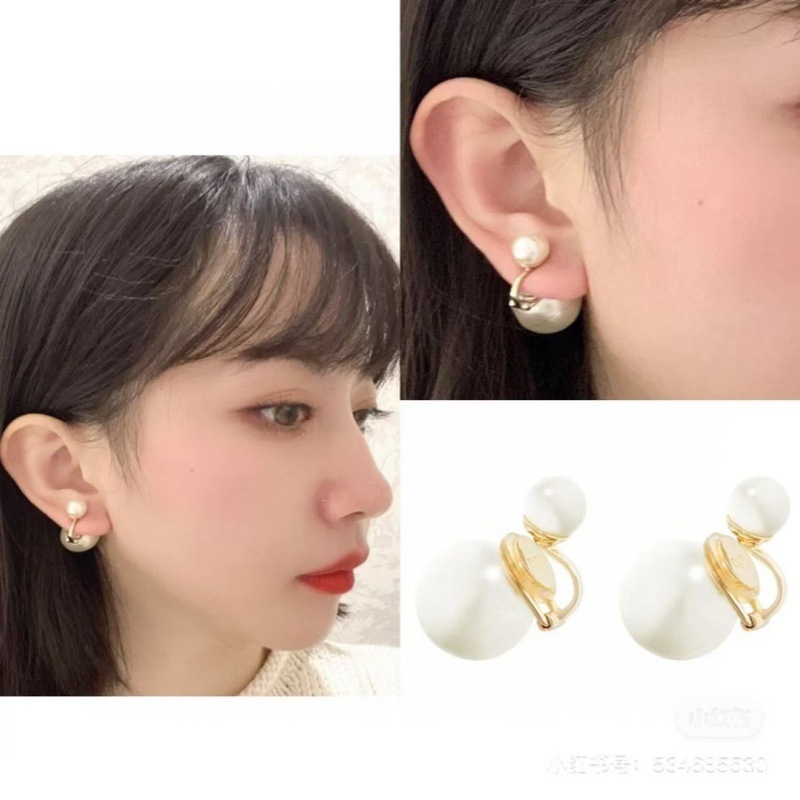 Dior Ear Clips, Dior Ear Clips with Large and Small Pearls, Dior Classic Earrings, High-Quality Version That Doesn'T Fade, Same Style as Wei Xue
