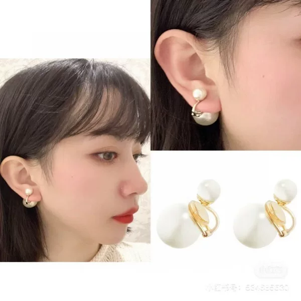 Dior Ear Clips, Dior Ear Clips with Large and Small Pearls, Dior Classic Earrings, High-Quality Version That Doesn'T Fade, Same Style as Wei Xue