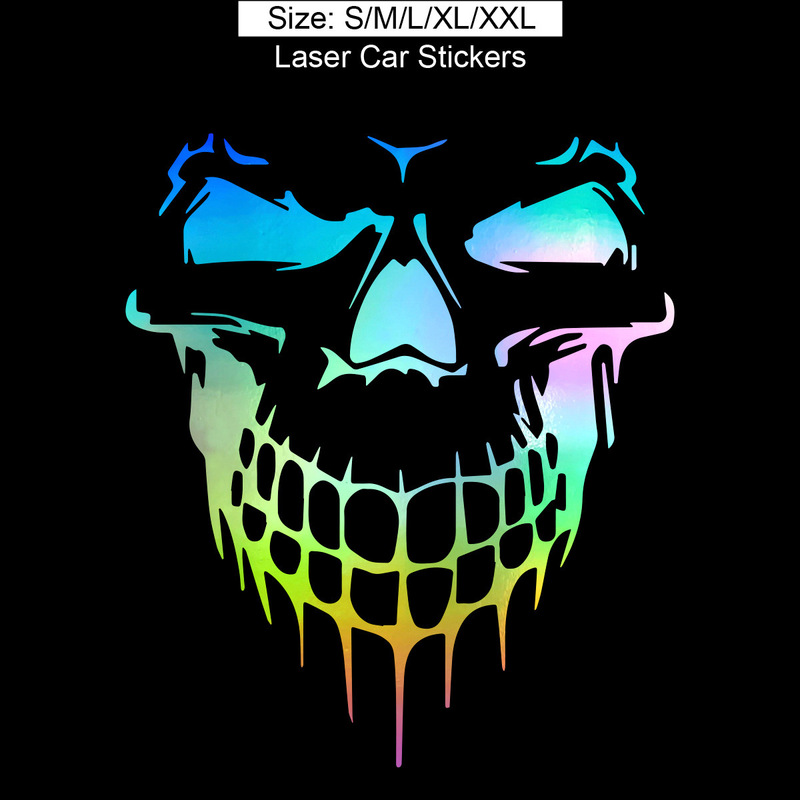 Cross-Border Foreign Trade Skull Laser Car Sticker Hood Sticker Side Door Reflective Car Paper Body Sticker