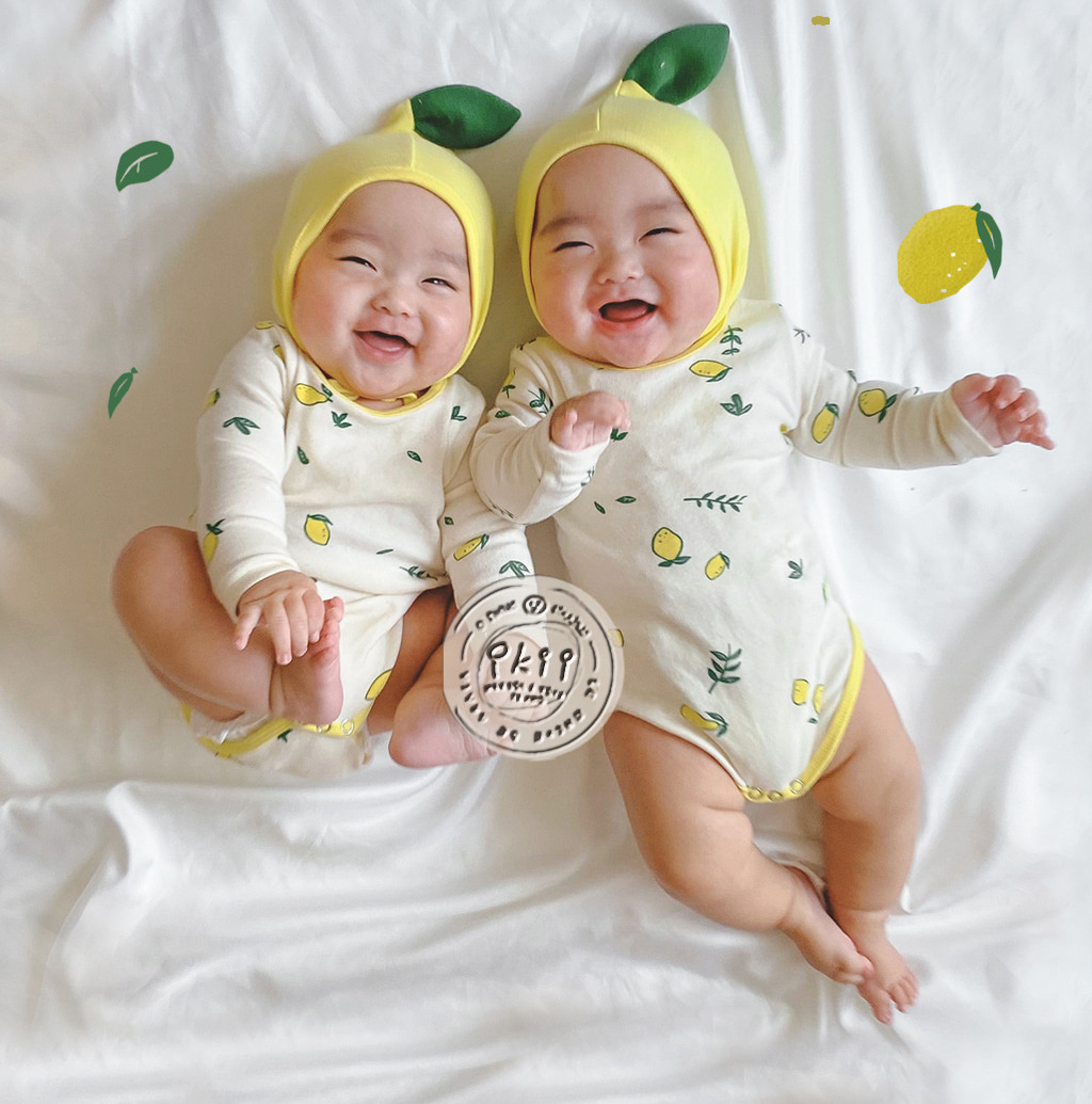 ins Same item lemon printing baby one-piece garment 2022 Spring new pattern baby Romper children Bodysuit suit