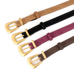 2024新款網紅真皮腰帶女士百搭裝飾牛仔褲反絨牛皮帶復古女款批發