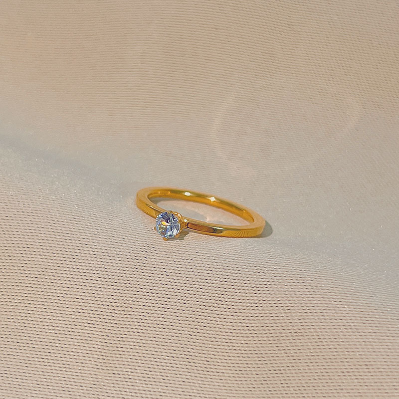 Women'S Gender Plating, Inlay Design Simple Style Solid Color Titanium Steel Plating Inlay Zircon Rings