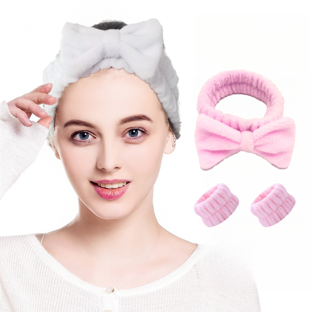 洗脸发带发箍女敷面膜专用不压头发简约可爱蝴蝶结手腕防水带组合