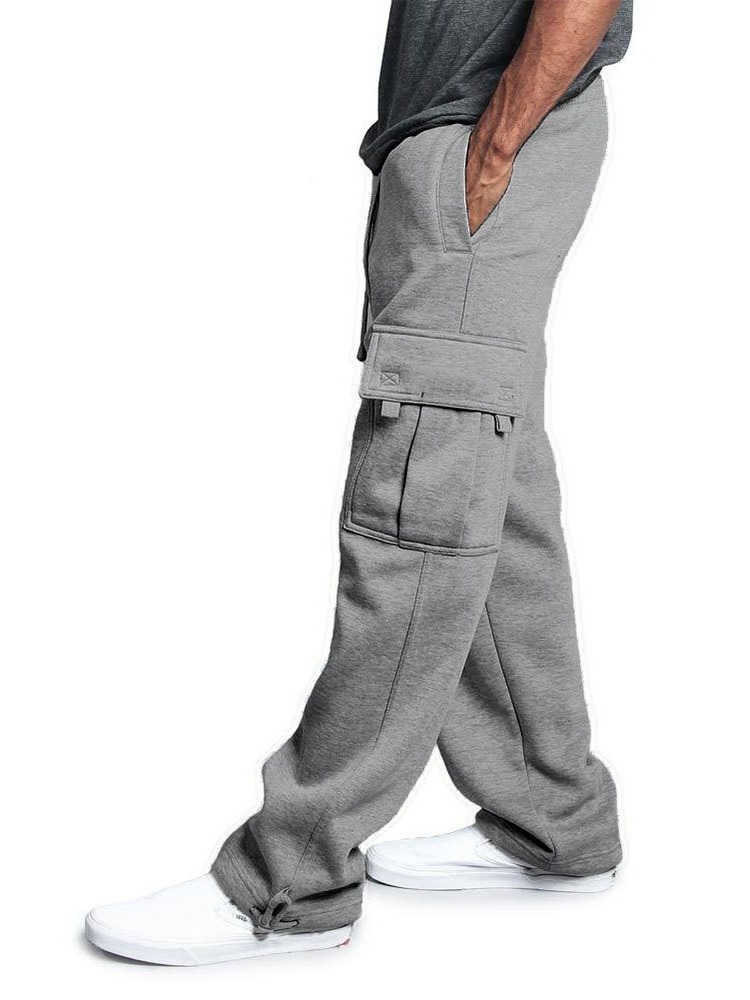 Comercio exterior transfronterizo de Europa y América nuevos hombres multi-Bolsillo overoles Otoño e Invierno cepillado casual tobillo-atado pantalones hombres