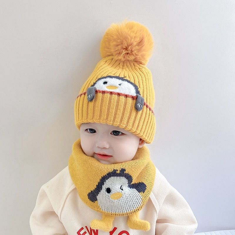 中の子供の帽子のマフラーのセットの男の子の女の子の冬の保温の純綿の中の毛糸の帽子の赤ちゃんの2つのセットの帽子|undefined