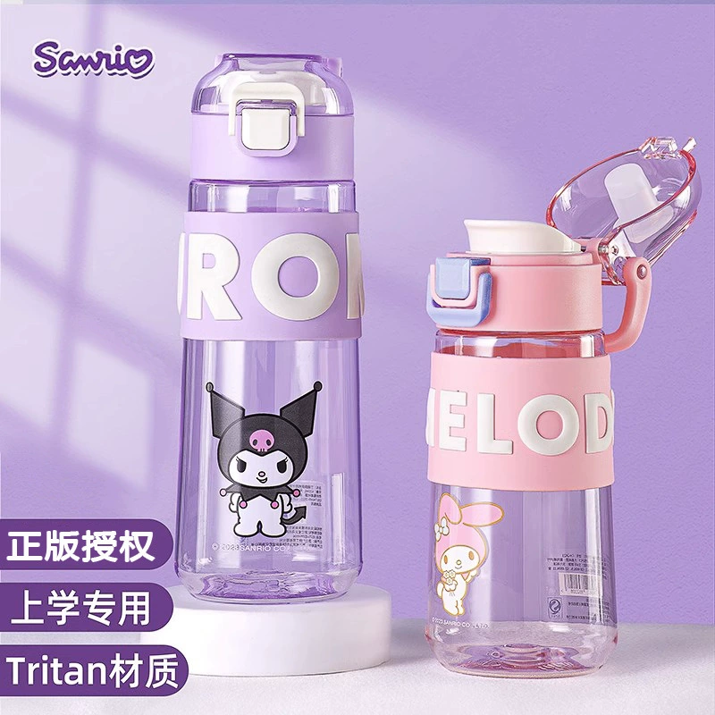 Детская бутылка Sanrio Kulomi для воды, вместительная пластиковая кружка для девочки, школьный портативный стакан с прямым питейником