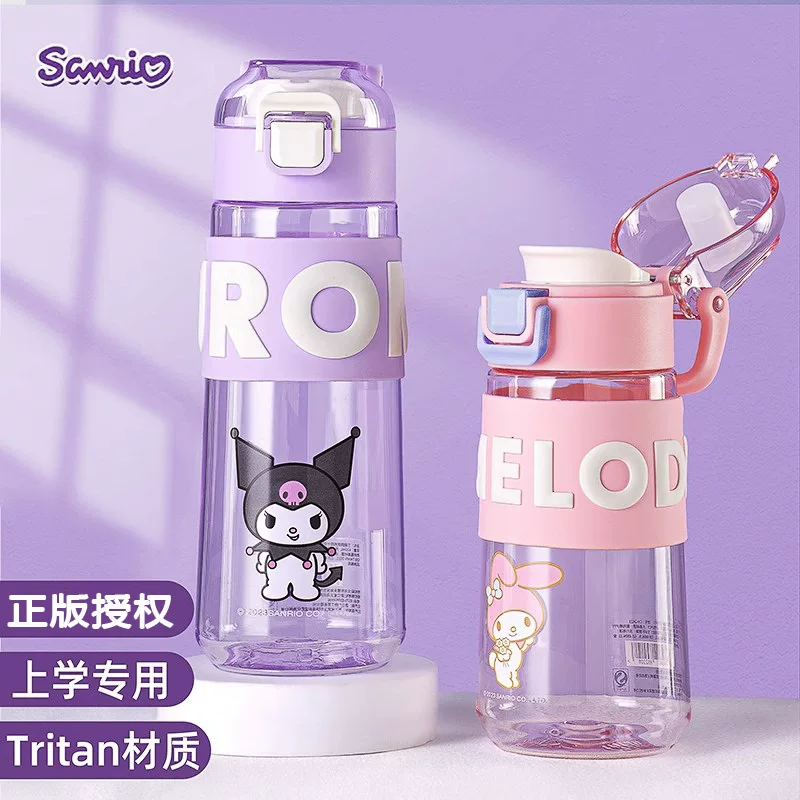 Детская бутылка Sanrio Kulomi для воды, вместительная пластиковая кружка для девочки, школьный портативный стакан с прямым питейником