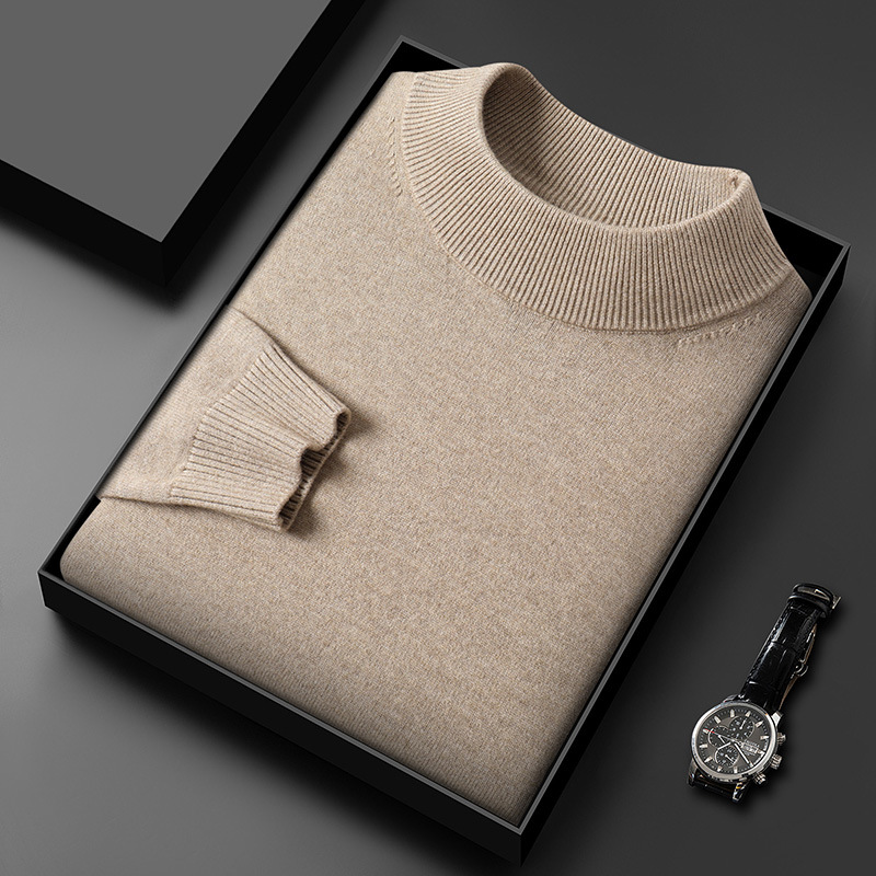 480g Fine Imitation Wool Skin-Friendly Cashmere Feel Anti-Pilling Thickeneded Half Turtleneck Light Board Men's Sweater Base Layer