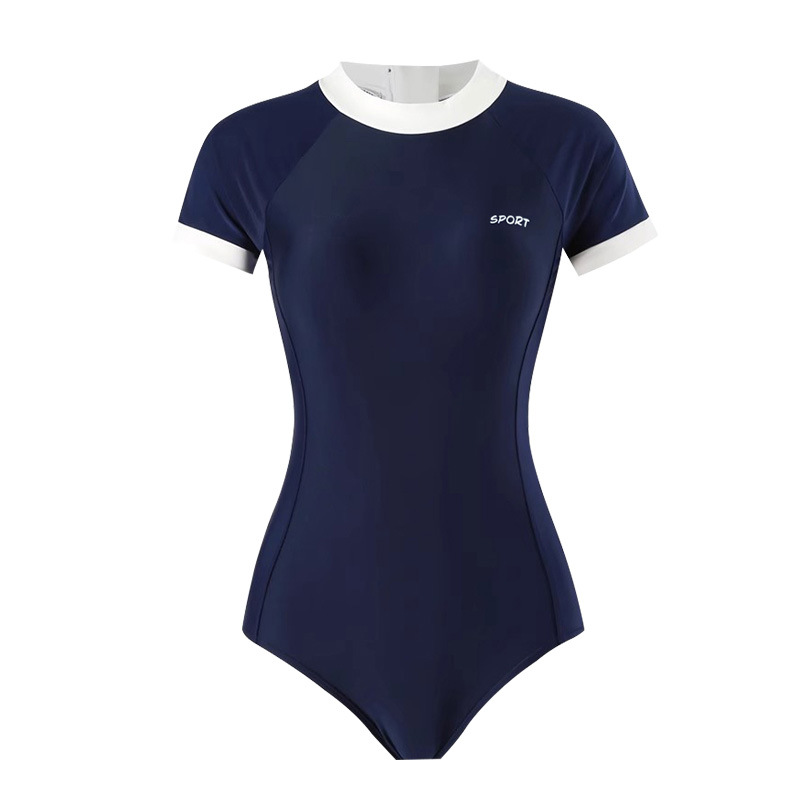 Nuevo traje de baño para mujer, deportes de manga corta, triángulo de una pieza, conservador, nueva piscina, traje de baño de vacaciones de aguas termales profesional al por mayor